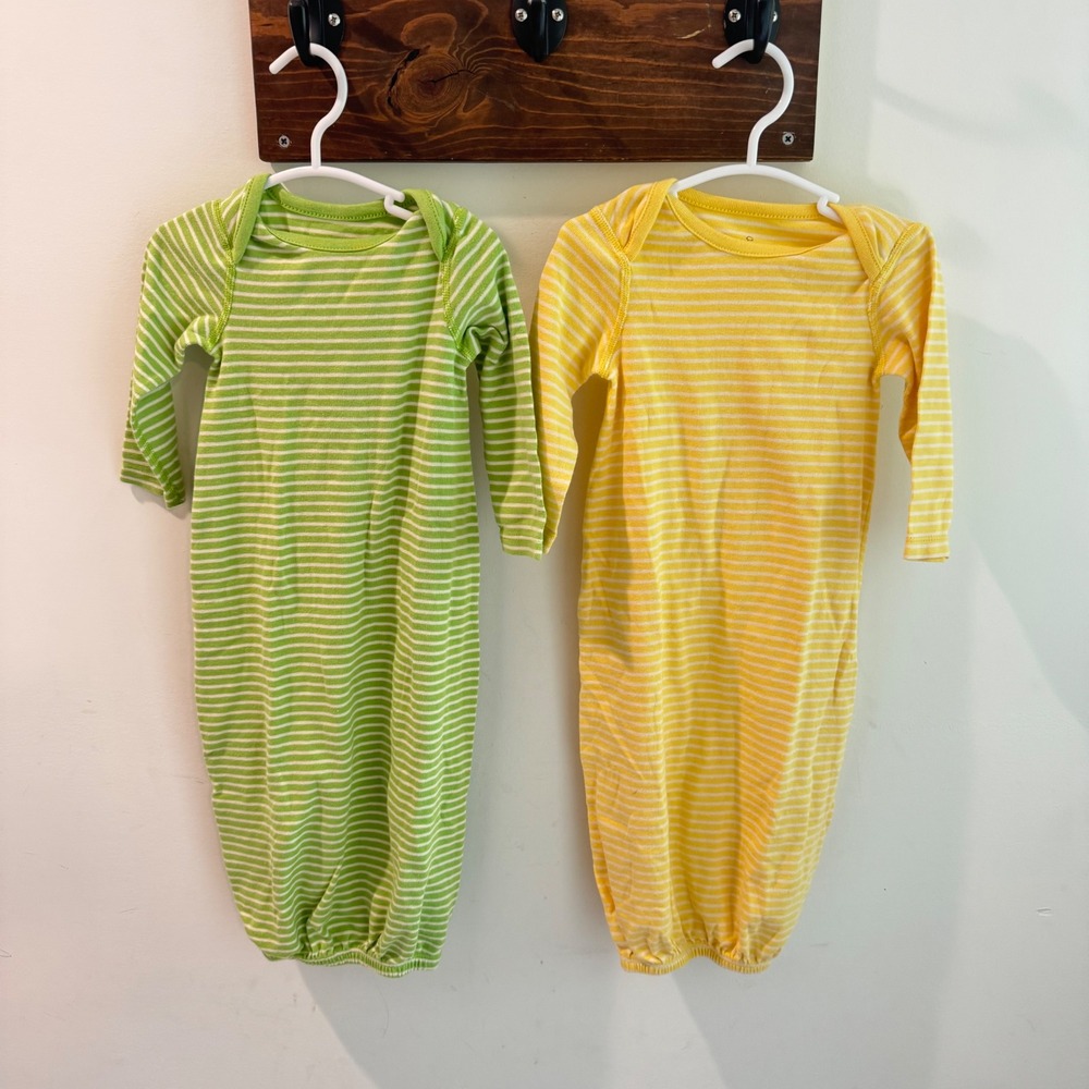 Moon and Back by Hanna Andersson Baby 2Pk Organic Cotton Striped Sleepers 3-6M